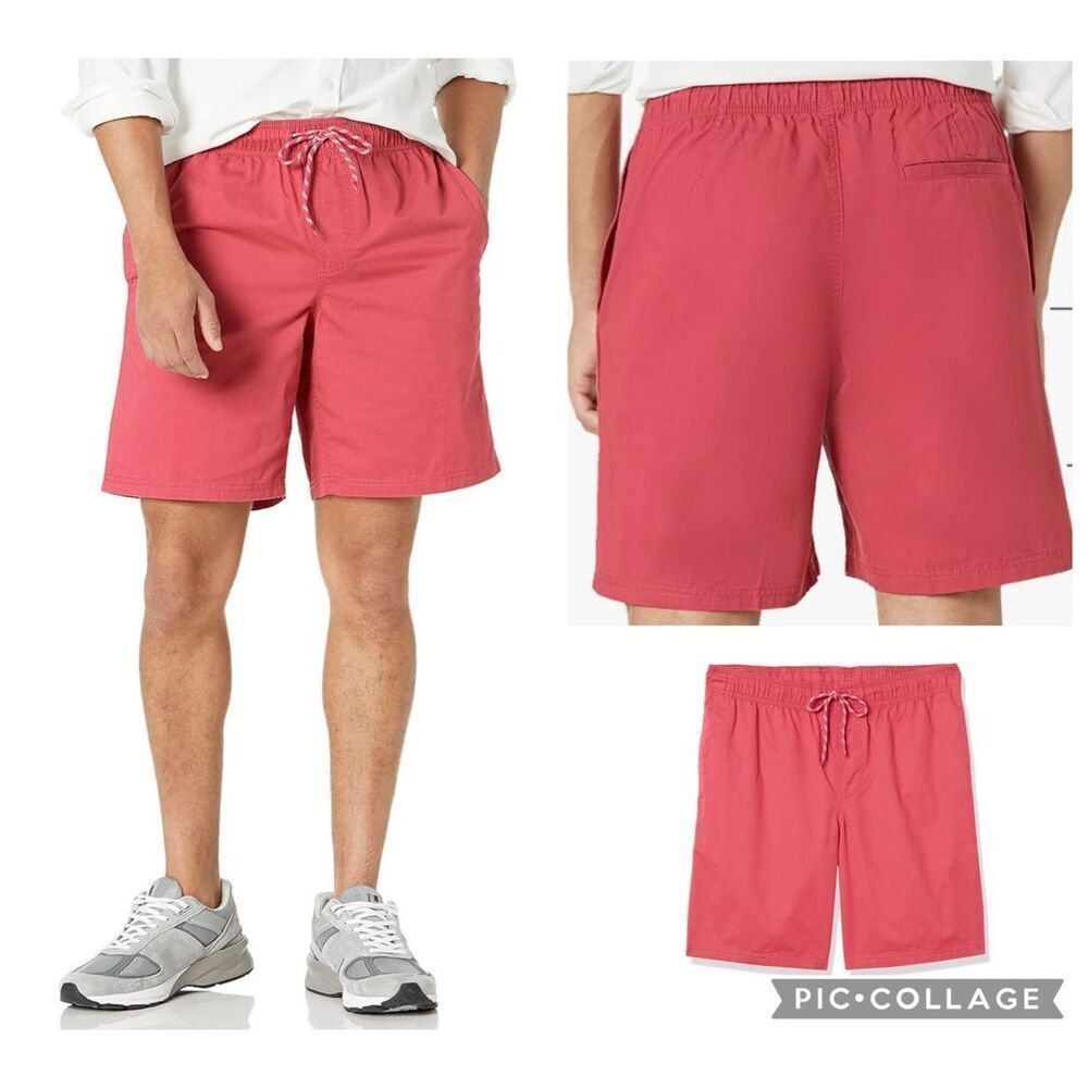 New Amazon Essentials 8" Inseam Shorts Men Large Relaxed Drawstring ElasticWaist